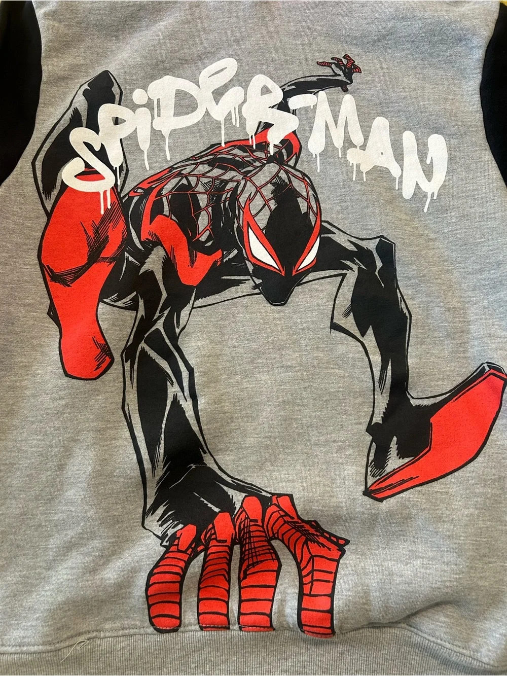 Marvel Spiderman Kids Hoodie with Red Hood & Graphic Front